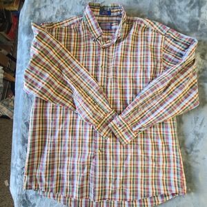 Pendleton Plaid Shirt Button Up Red Plaid 100% Cotton Men's Size L RN #29685